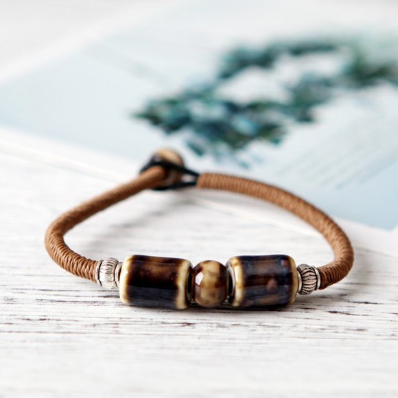 Ceramic Bead Charm Bracelet BOHO Bolo - Picture 6 of 8